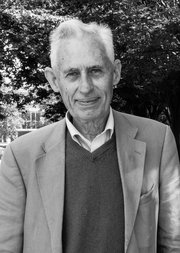Black and white photo of Richard Swinburne